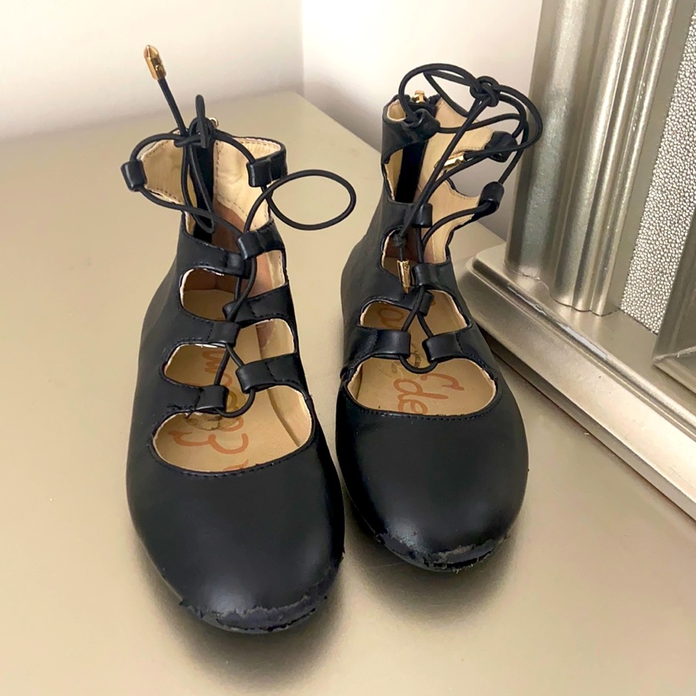 Lace up black dress shoes